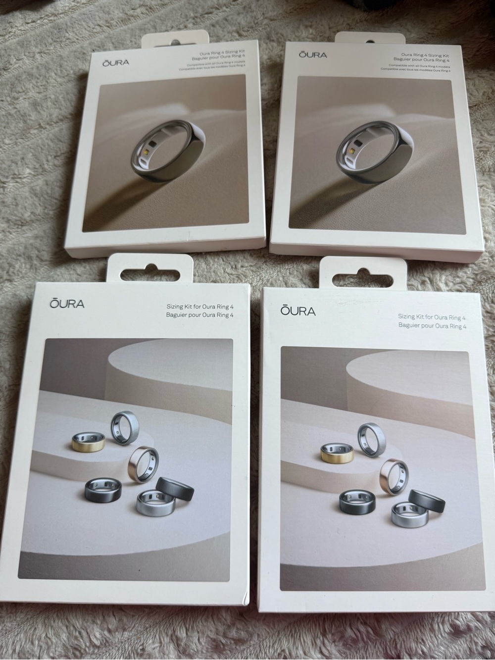 Oura Sizing Kit (4-Pack) — White with Silver & Gold Inserts